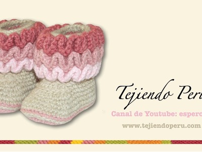 Botas con ondas para bebés tejidas en wiggle crochet (wiggle crochet baby booties): Parte 1