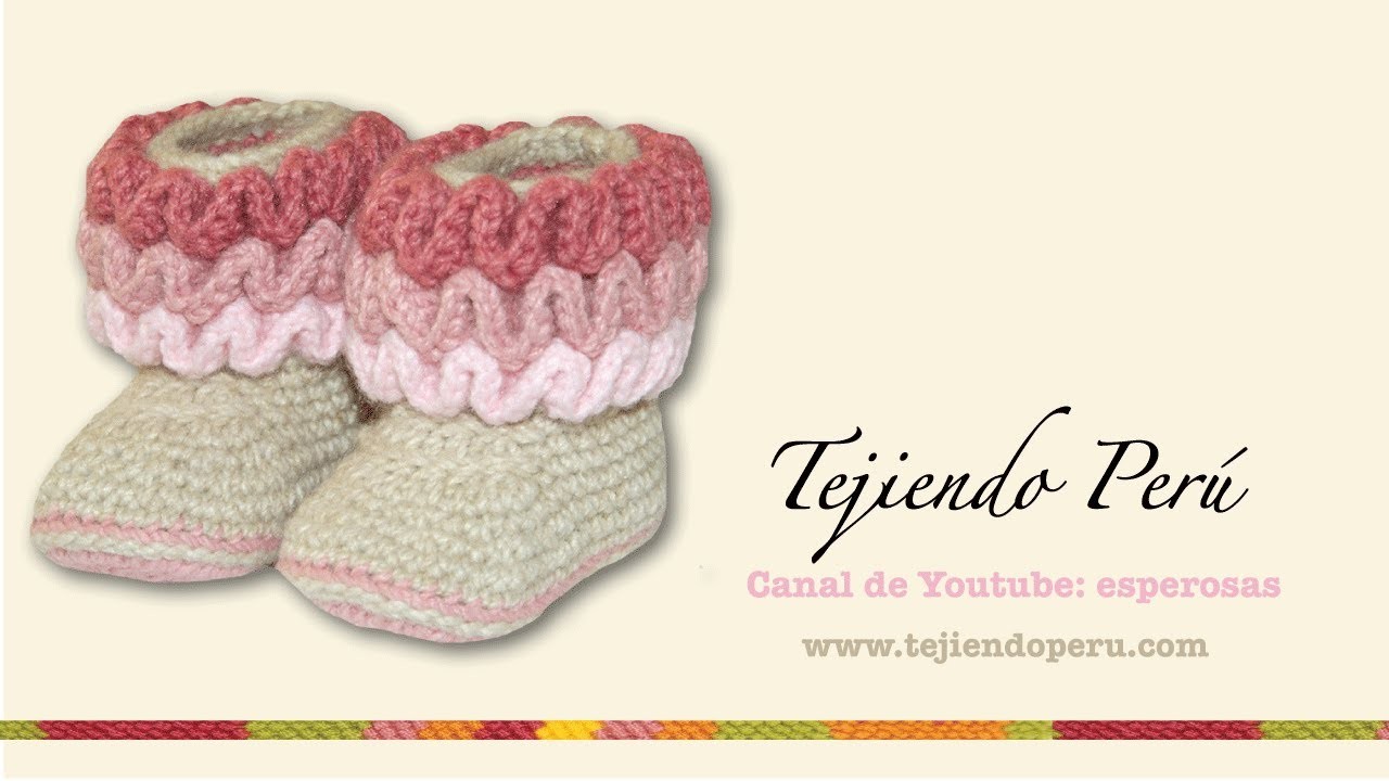 Botas con ondas para bebés tejidas en wiggle crochet (wiggle crochet baby booties): Parte 1