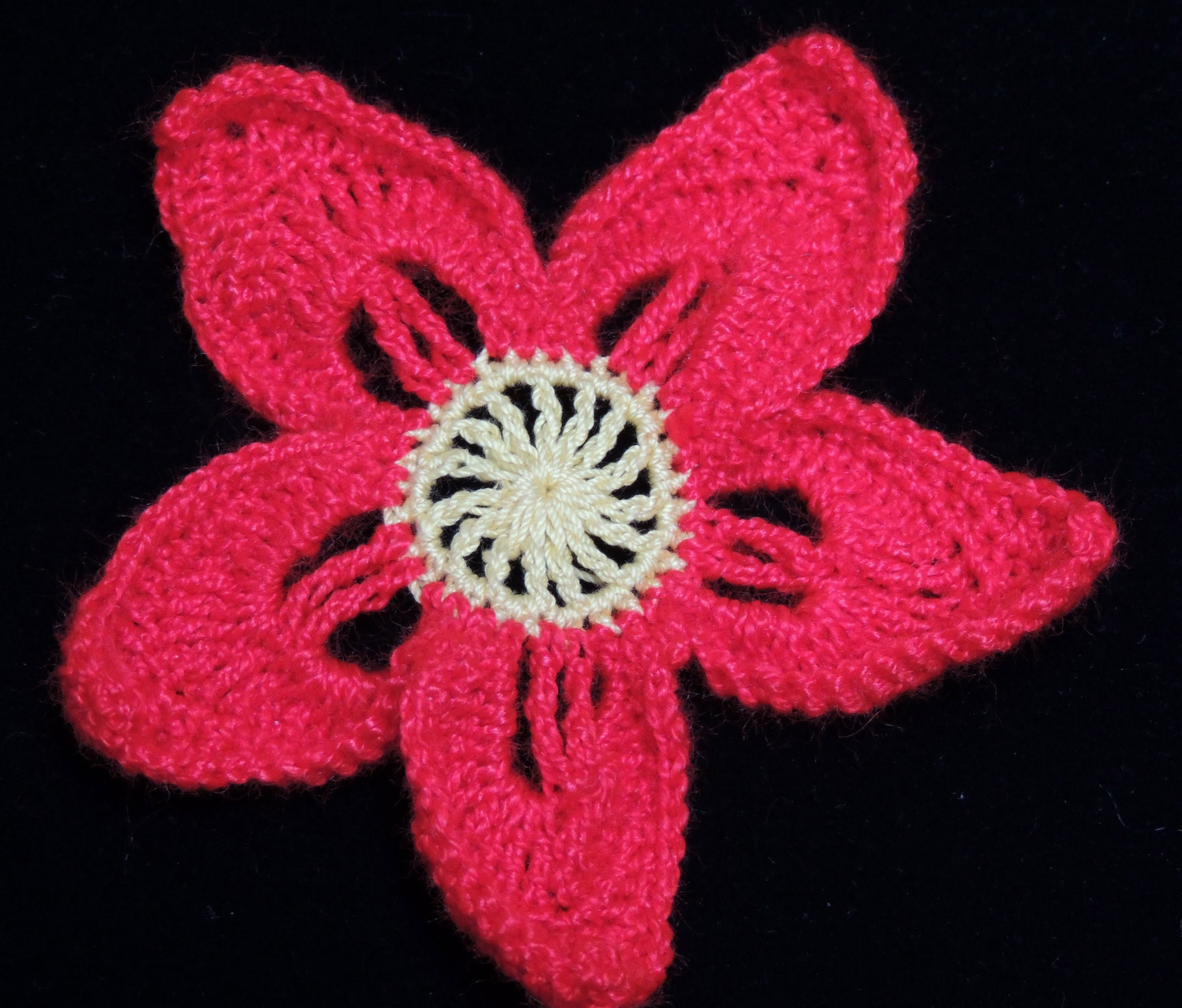 Crochet : Flor de Navidad.  Parte 2 de 2