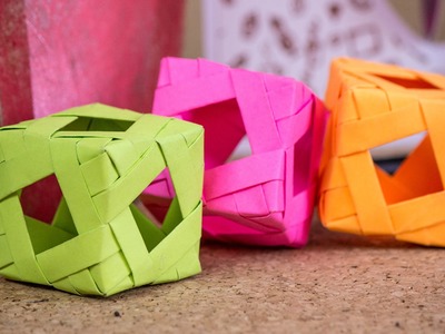 Cubo tejido - Ardono - Lampara - Jugete. Origami modular
