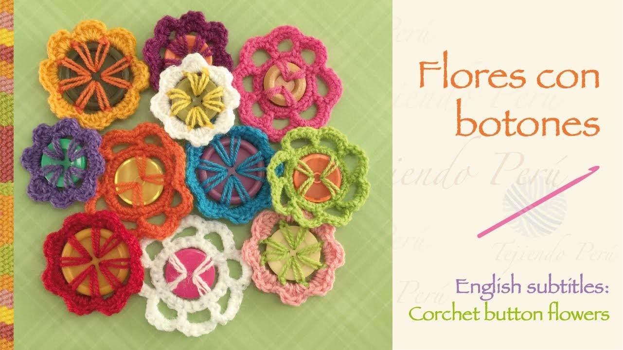 Flores tejidas a crochet con botones (a reciclar!). Crochet button flowers (recycling!)