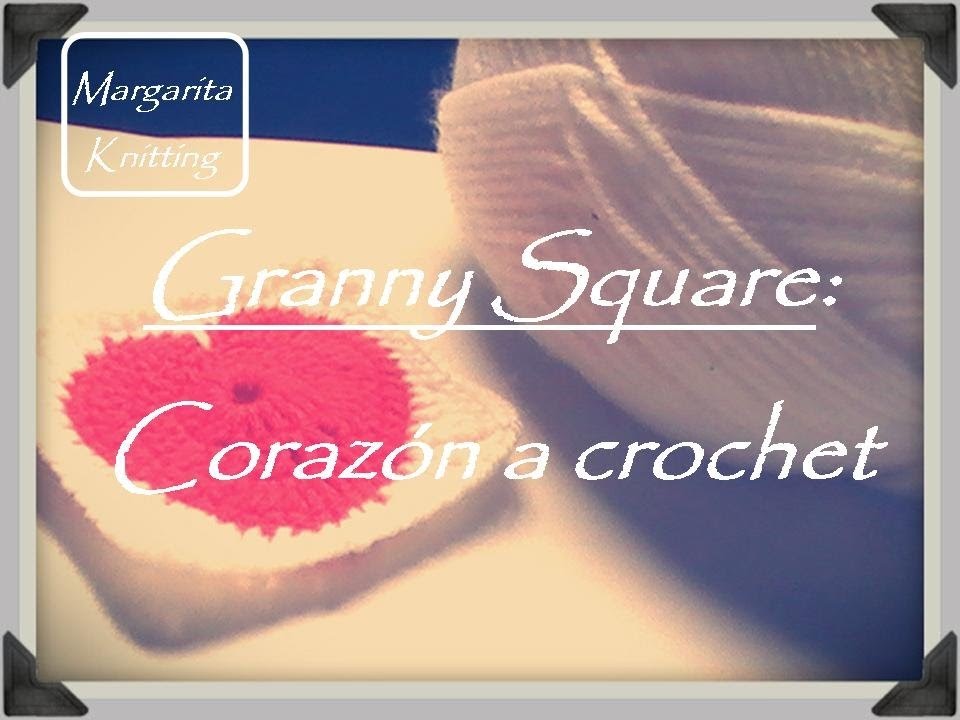 Granny Square:  motivo corazón crochet (diestro)