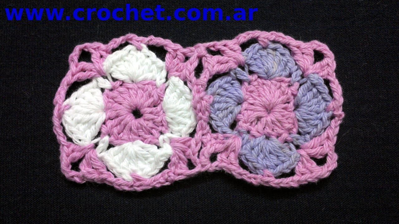 Unión Motivo N°10 granny square en tejido crochet tutorial paso a paso.