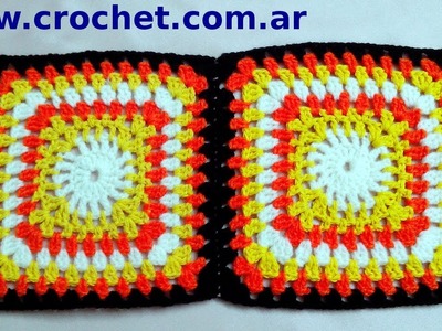 Unón Motivo N° 6 granny square en tejido crochet tutorial paso a paso.