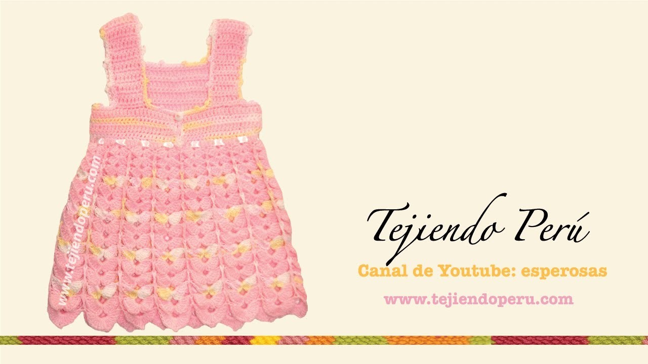 Vestido para bebita de 0 a 3 meses tejido en crochet (Parte 2: falda)