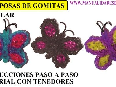 COMO HACER MARIPOSAS DE GOMITAS SIN TELAR, CON TENEDORES, TUTORIAL DIY
