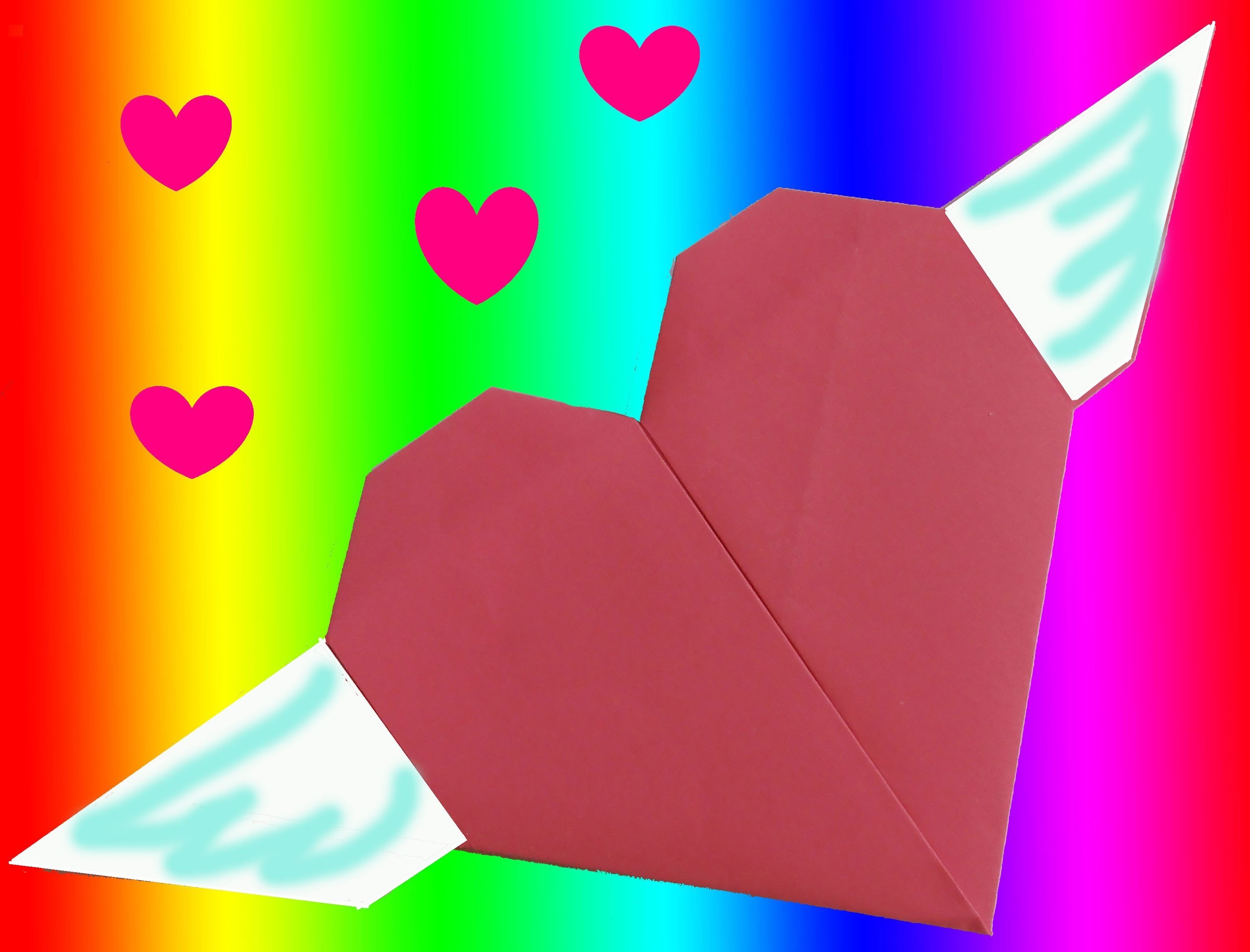 CURSO DE PAPIROFLEXIA gratis 14.Corazon con alas de papel. Tutorial origami heart with wings DIY