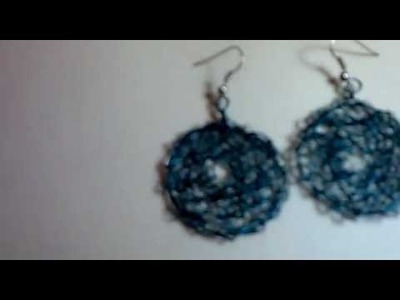Pendientes de cobre azul crochet . 3.3 mp4