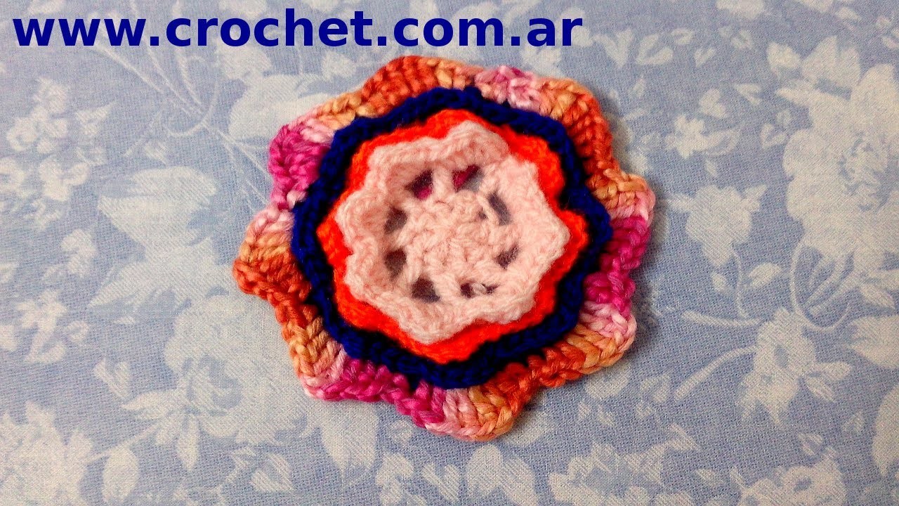 Flor N° 6 en tejido crochet tutorial paso a paso.