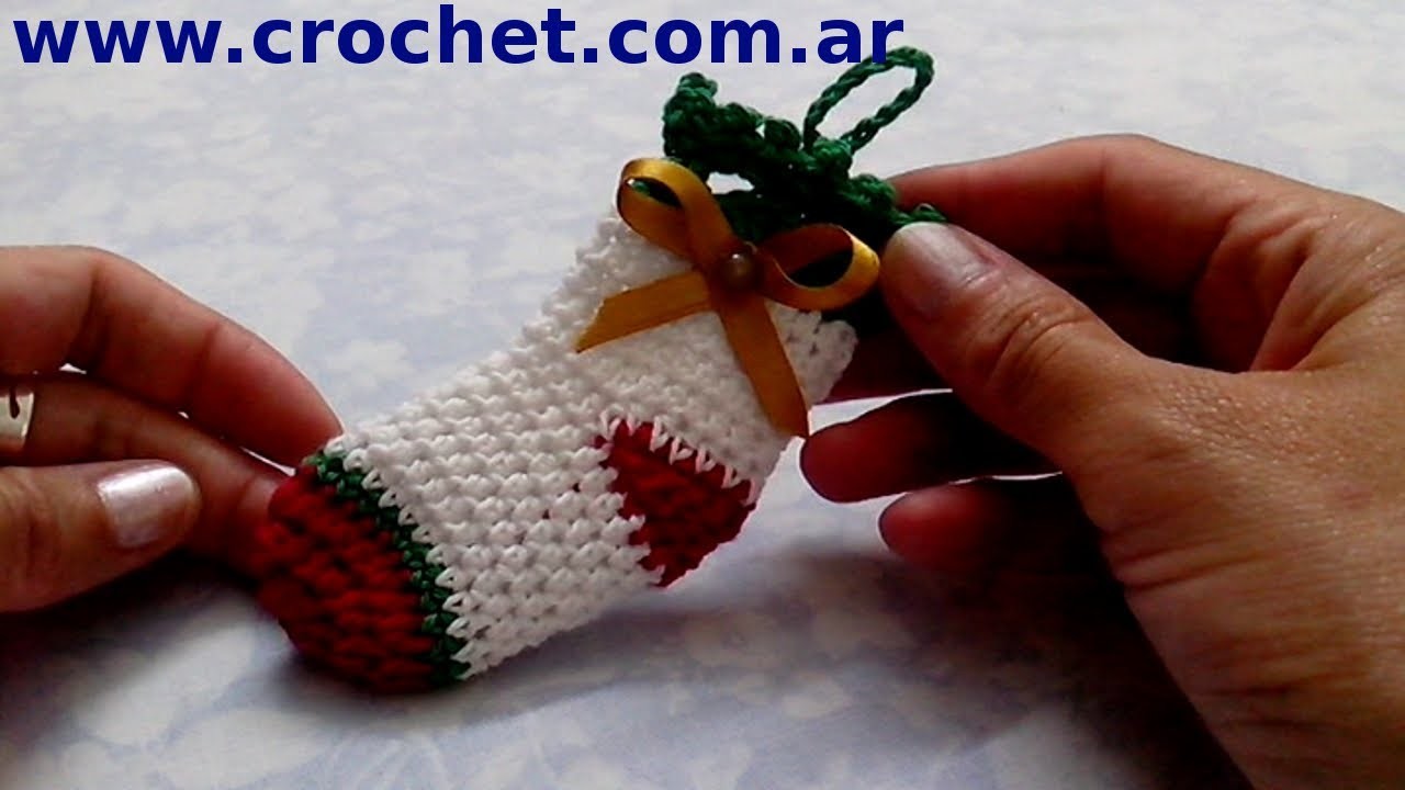 Medias de Navidad en tejido crochet tutorial paso a paso.