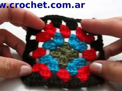 Motivo cuadrado granny N° 7 en tejido crochet tutorial paso a paso.
