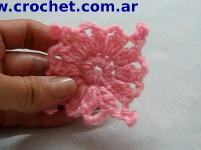 Motivo Flor en tejido crochet tutorial paso a paso.