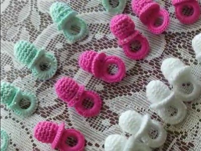 Souvenir chupetes en crochet,para nacimiento,bautizmo,etc.