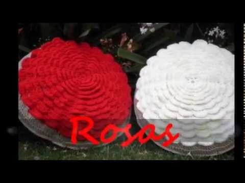 T&P Rosas - Almohadones redondos Crochet. Ganchillo