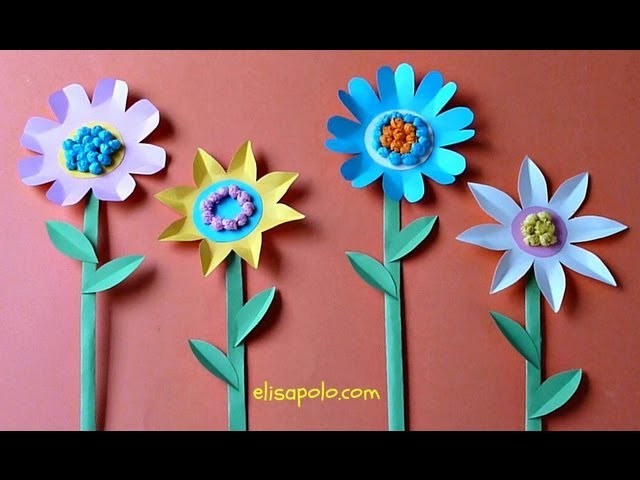 DIY,Manualidades para Primavera, Flores de Cartulina, Paper Flowers