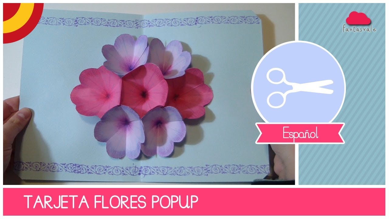 Tarjeta de felicitación DIA DE LAS MADRES con Flores Pop-Up 3D (Manualidad DIY))