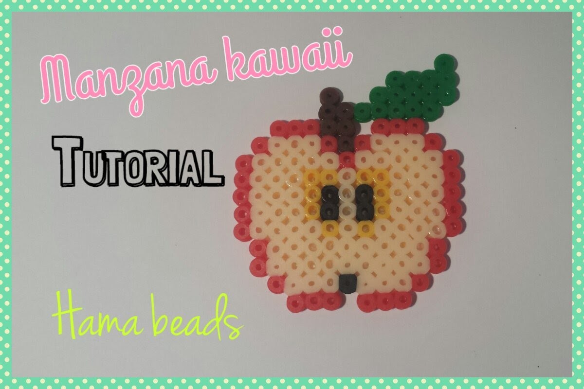 ❤ TUTORIAL: Manzana Kawaii de Hama Beads. Apple Kawaii Perler Beads ❤