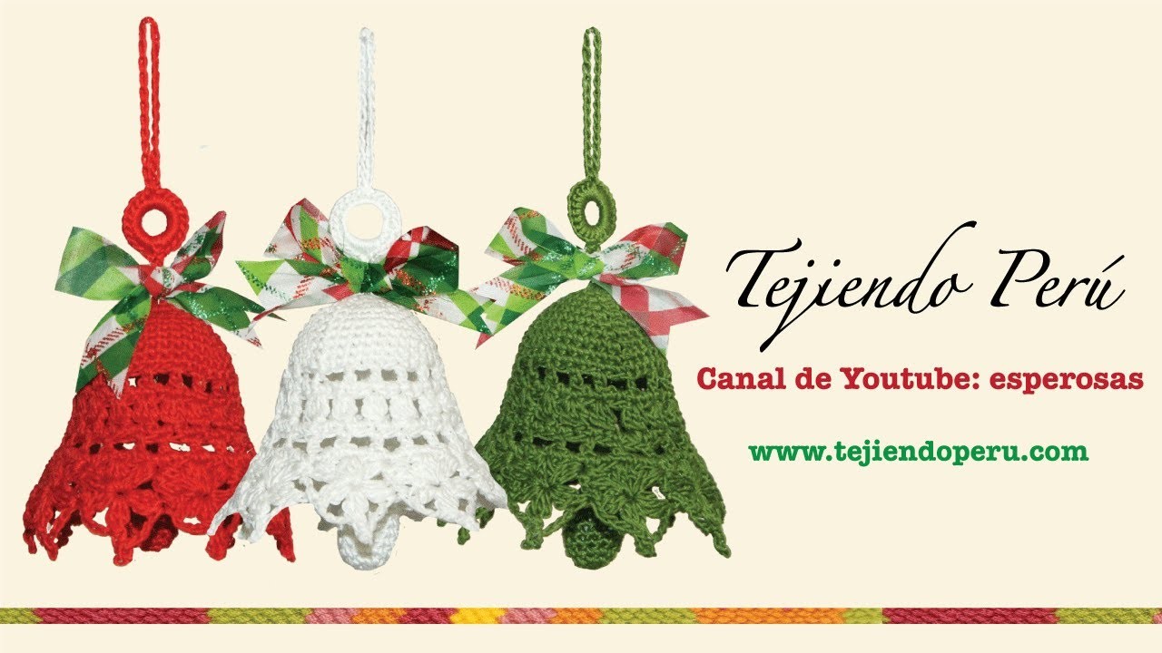 Campanas de Navidad tejidas a crochet