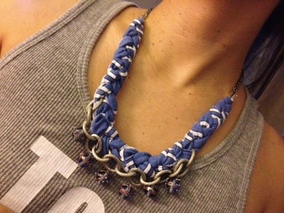 DIY: collar de trenza con tela, cadena, beads
