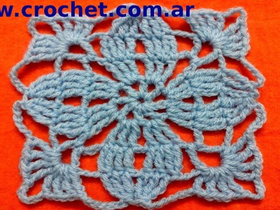 Motivo N° 3 cuadrado granny square en tejido crochet tutorial paso a paso.
