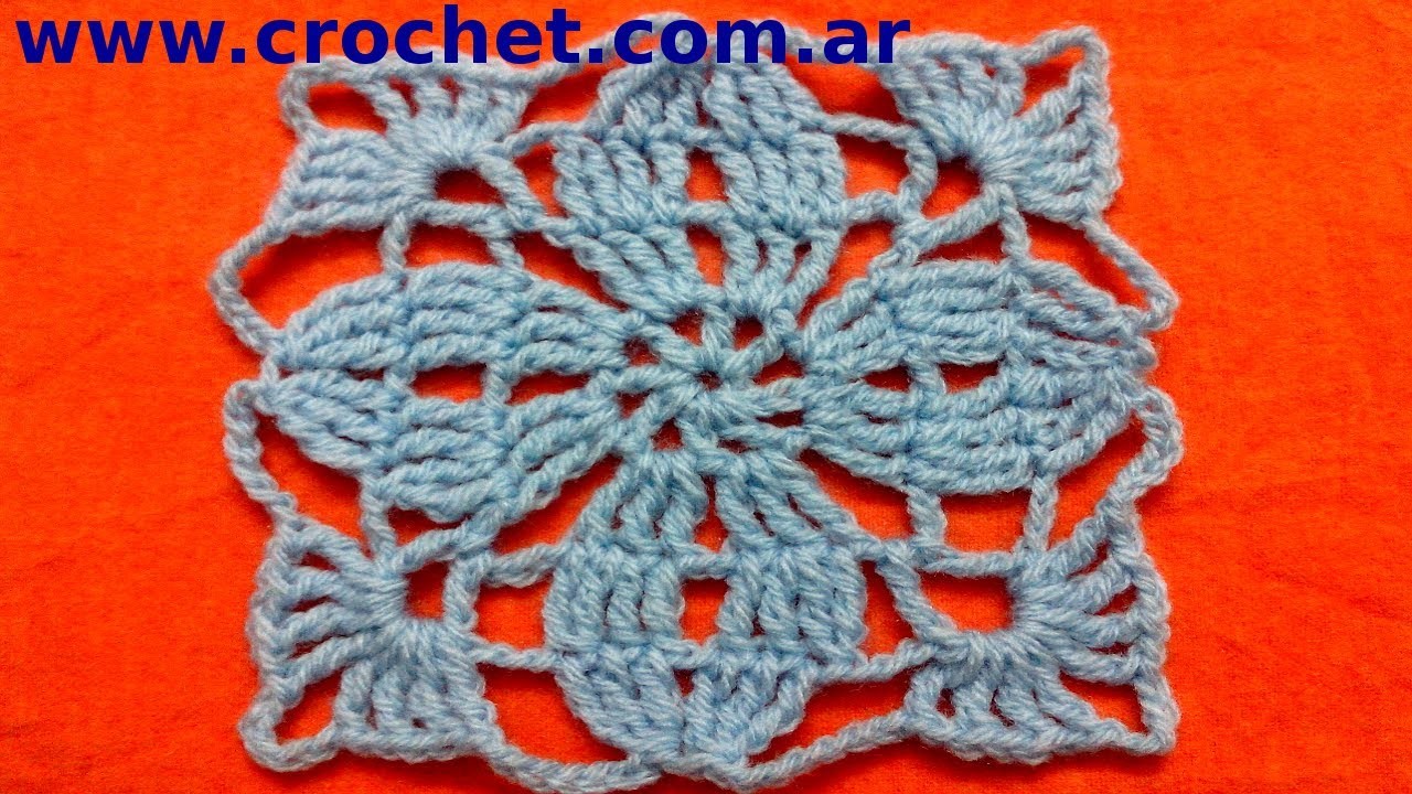 Motivo N° 3 cuadrado granny square en tejido crochet tutorial paso a paso.