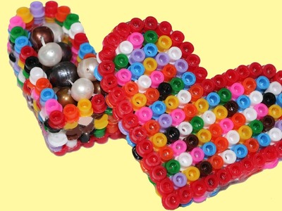 Cómo hacer caja de Hama o perler beads. Hama heart box