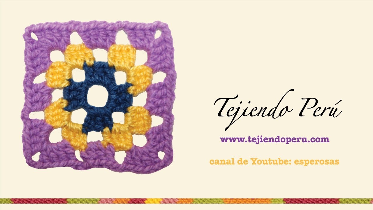 Cómo tejer un cuadrado a crochet a colores (granny square) en 3 hileras