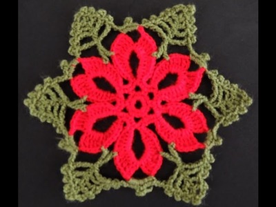 Crochet : Flor de Navidad # 2.  Parte 2 de 2