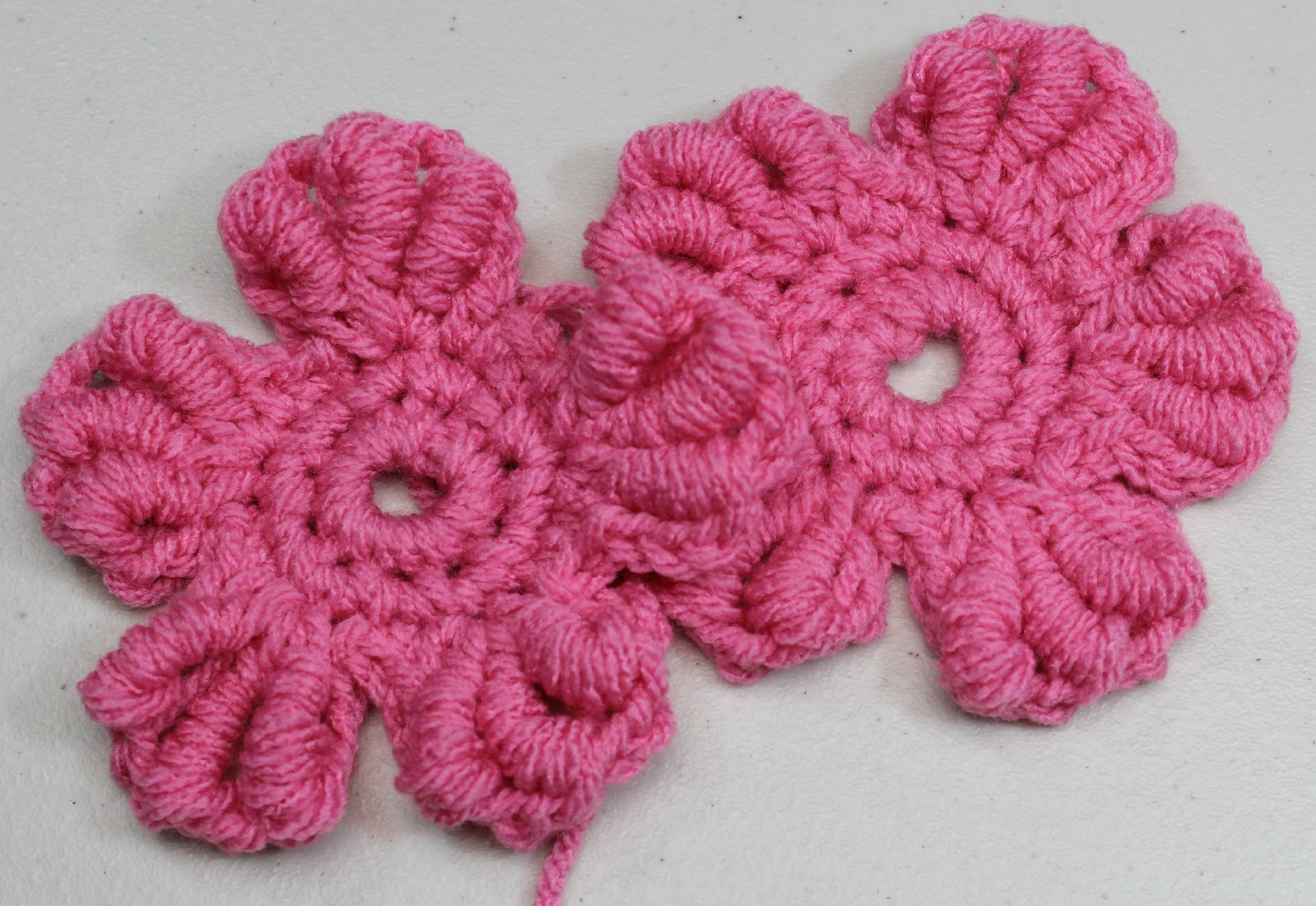 Flor punto gusano en #crochet