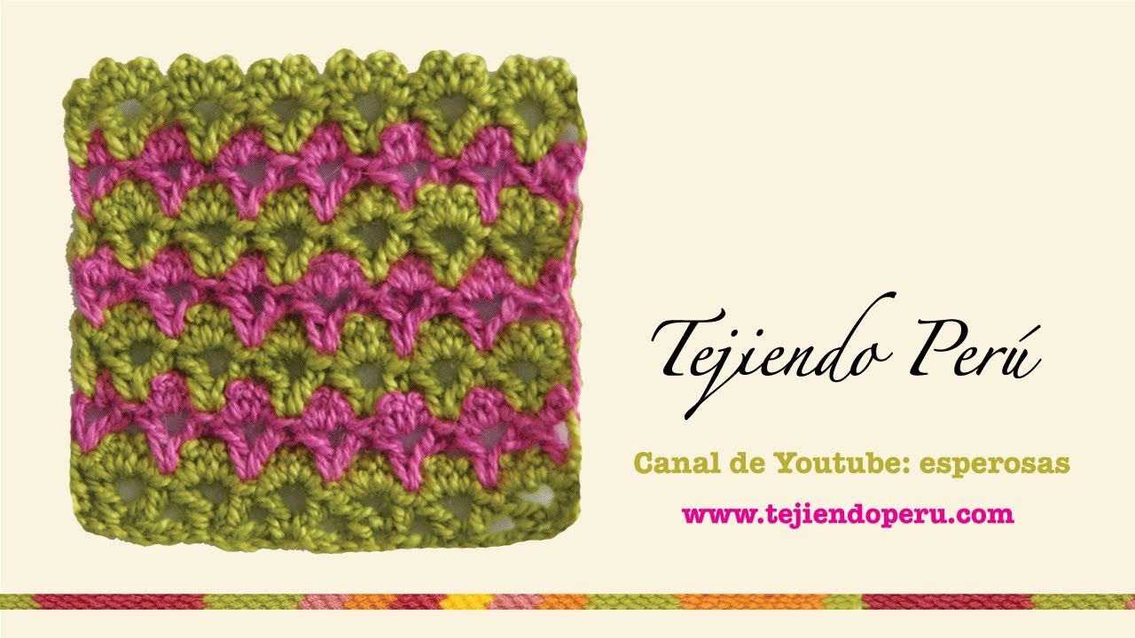 Punto fantasía # 28 tejido a crochet: piquitos en triángulos