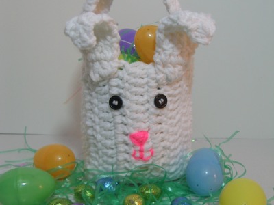 Bolsita de conejo para dia de Pascua hecho en Crochet.Ganchillo