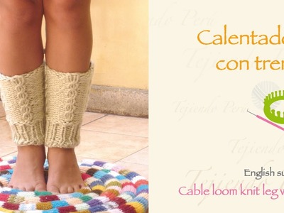 Calentadores tejidos en telar con trenzas. English: cable loom knit leg warmer (boot cuffs)