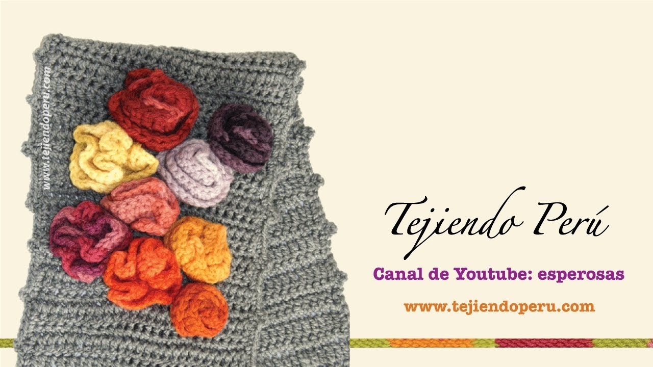 Crochet: bufanda con bobos y flores (parte 2)