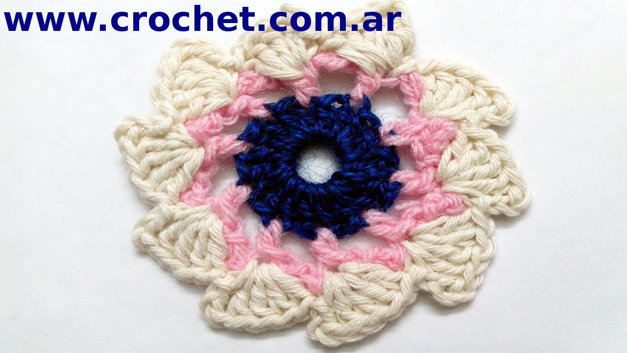 Flor N° 9 en tejido crochet tutorial paso a paso.