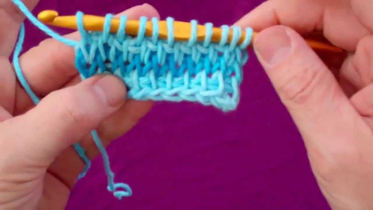 Punto sesgado de crochet tunecino