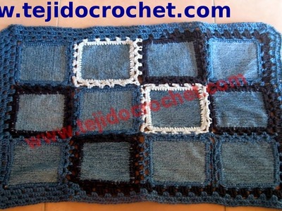 Alfombra de jeans en tejido crochet tutorial paso a paso.