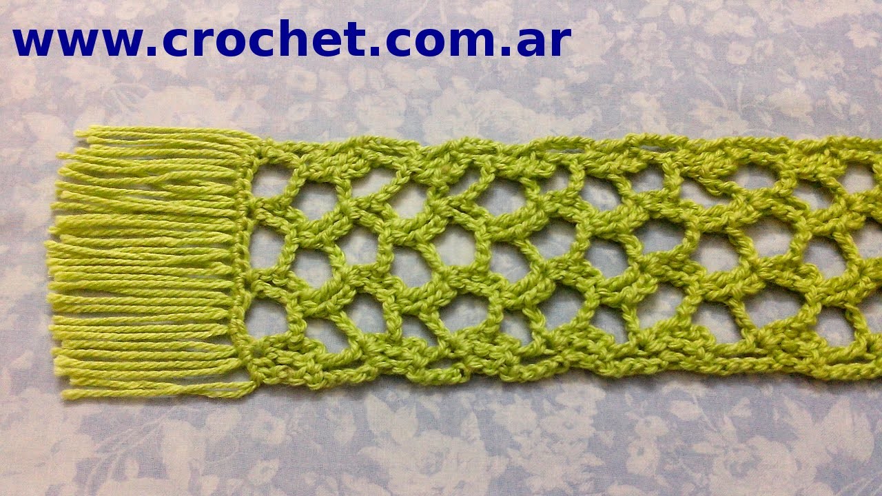 Bufanda punto calado en tejido crochet tutorial paso a paso.