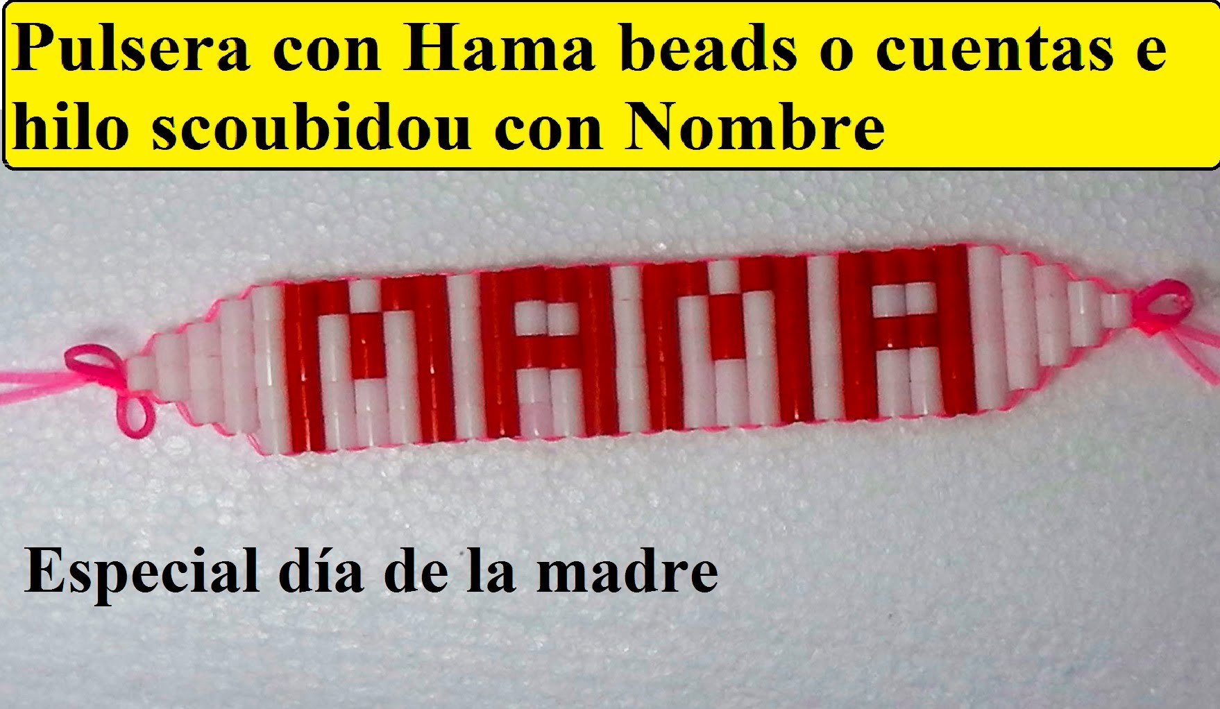 Como hacer una pulsera con nombre con hama beads e hilo scoubidou o con cuentas de colores.