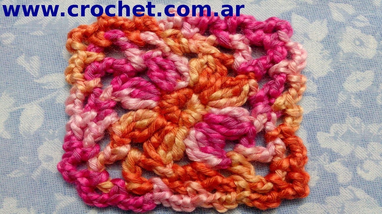 Motivo cuadrado granny square N° 2 en tejido crochet tutorial paso a paso.