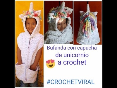 Bufanda A Crochet con Gorro O Capucha #1   (punto petatillo a crochet)