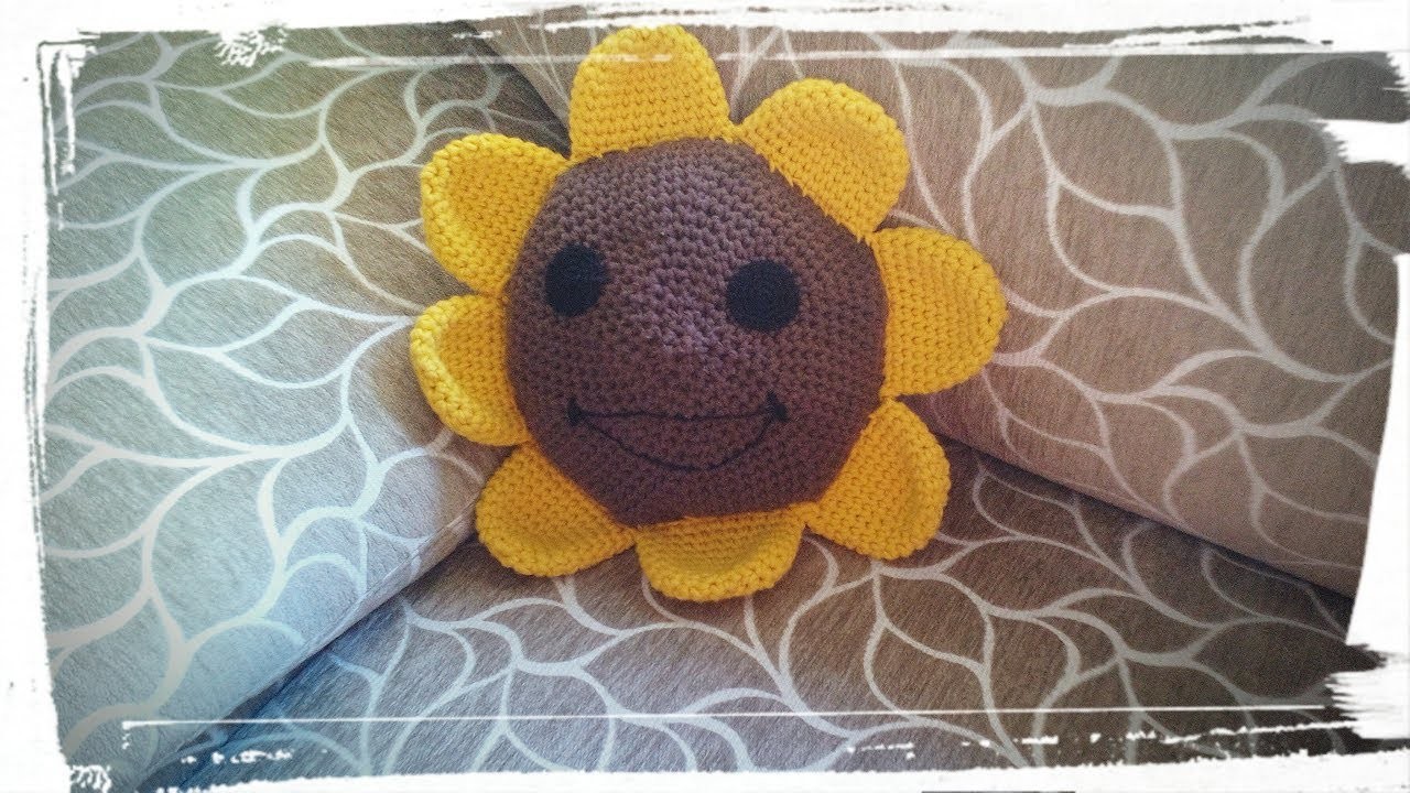 Como hacer un cojín con forma de girasol de ganchillo
