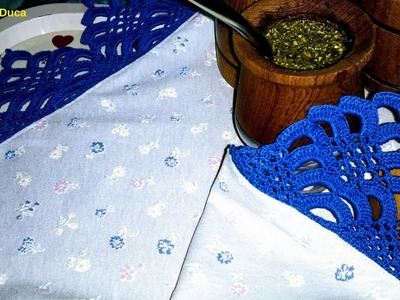 Cubrebandejas o mantel individual y servilleta de tela con puntilla a crochet | PARTE 2