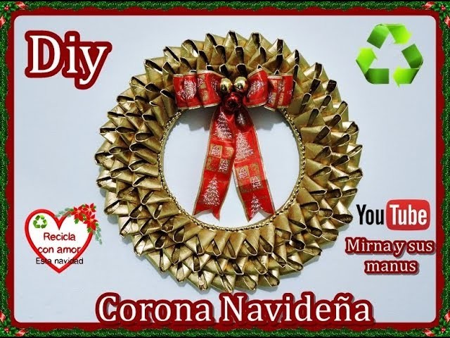 Decora en Navidad. Diy Corona Navideña con Tubos de Papel Higienico . Recycling Christmas Wreath