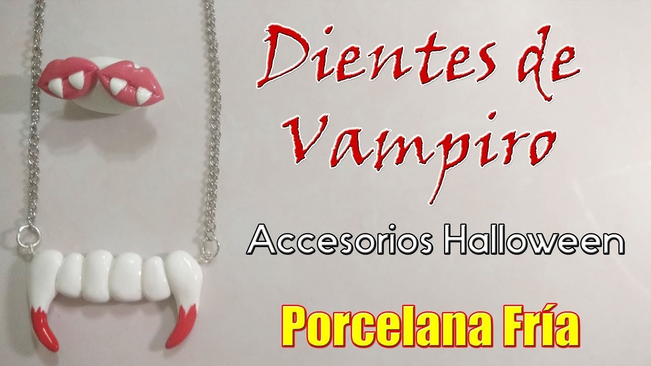 DIY HALLOWEEN DIENTES VAMPIRO porcelana fria. Vampire teeth necklace earrings