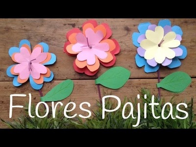 Flores de PAPEL de colores paso a paso | Manualidades con PAJITAS de colores