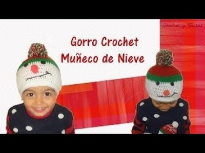 Gorro navideño a crochet (muñeco de nieve)