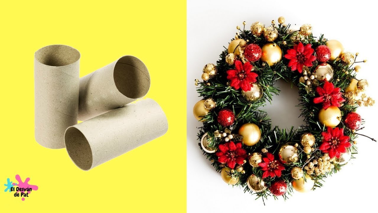 MANUALIDADES PARA NAVIDAD 2018 : CORONA DE NAVIDAD DIY CON RECICLAJE