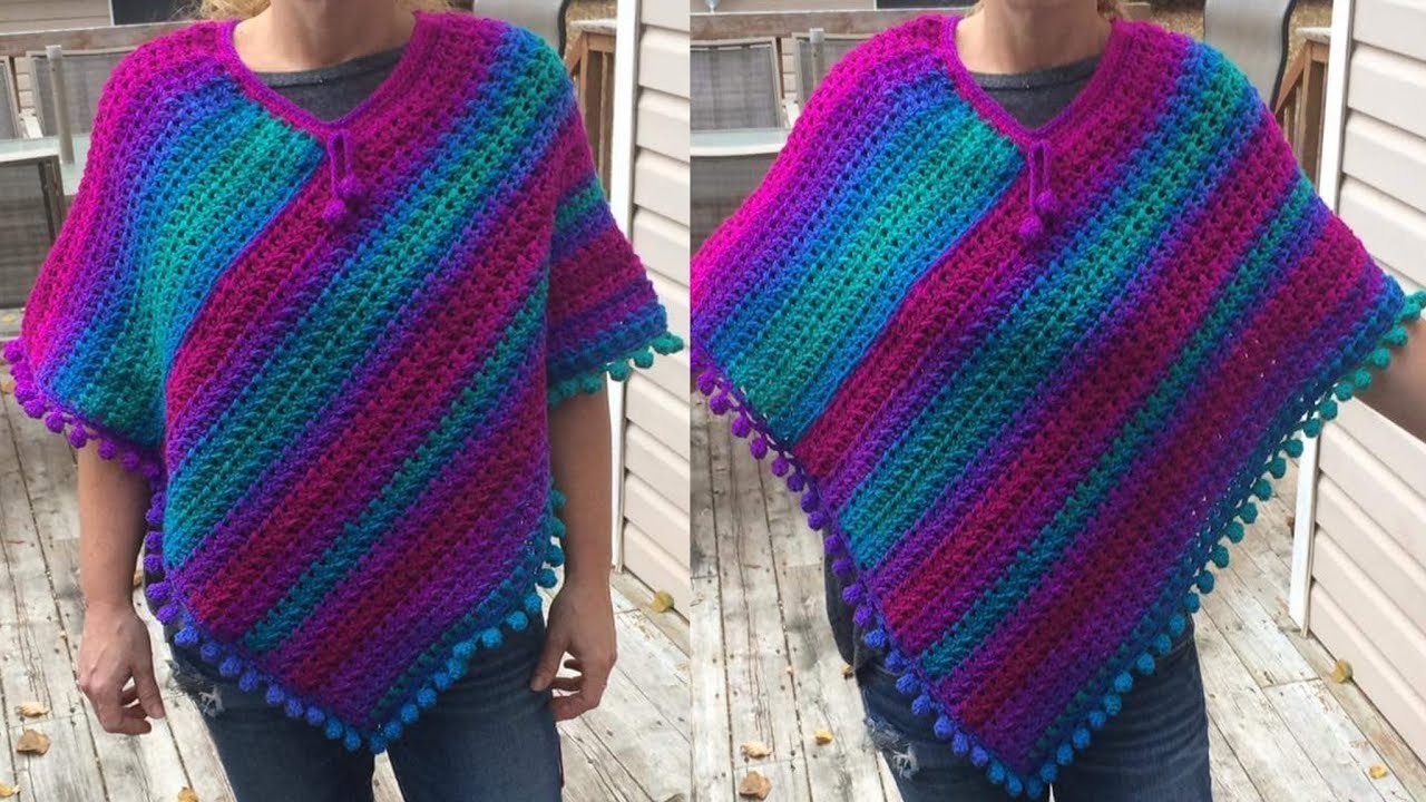 PONCHO DE MUJER  _ TEJIDO A GANCHILLO