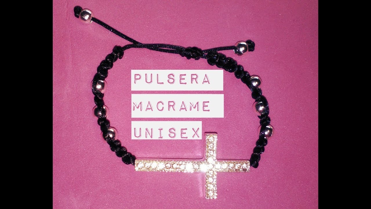 Pulsera macrame de nudo plano con cruz | DIY| Bisuteria