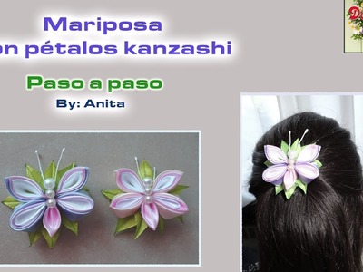 Mariposa de pétalos kanzashi